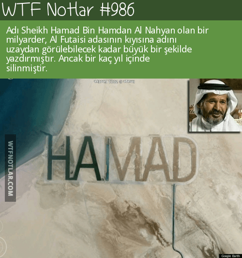 Adını uzaydan görülebilecek kadar büyük yazdırmak, Hamad, Al Futaisi