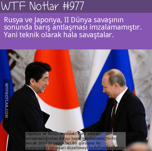 Japonya ve Rusya teknik olarak hala savaşta